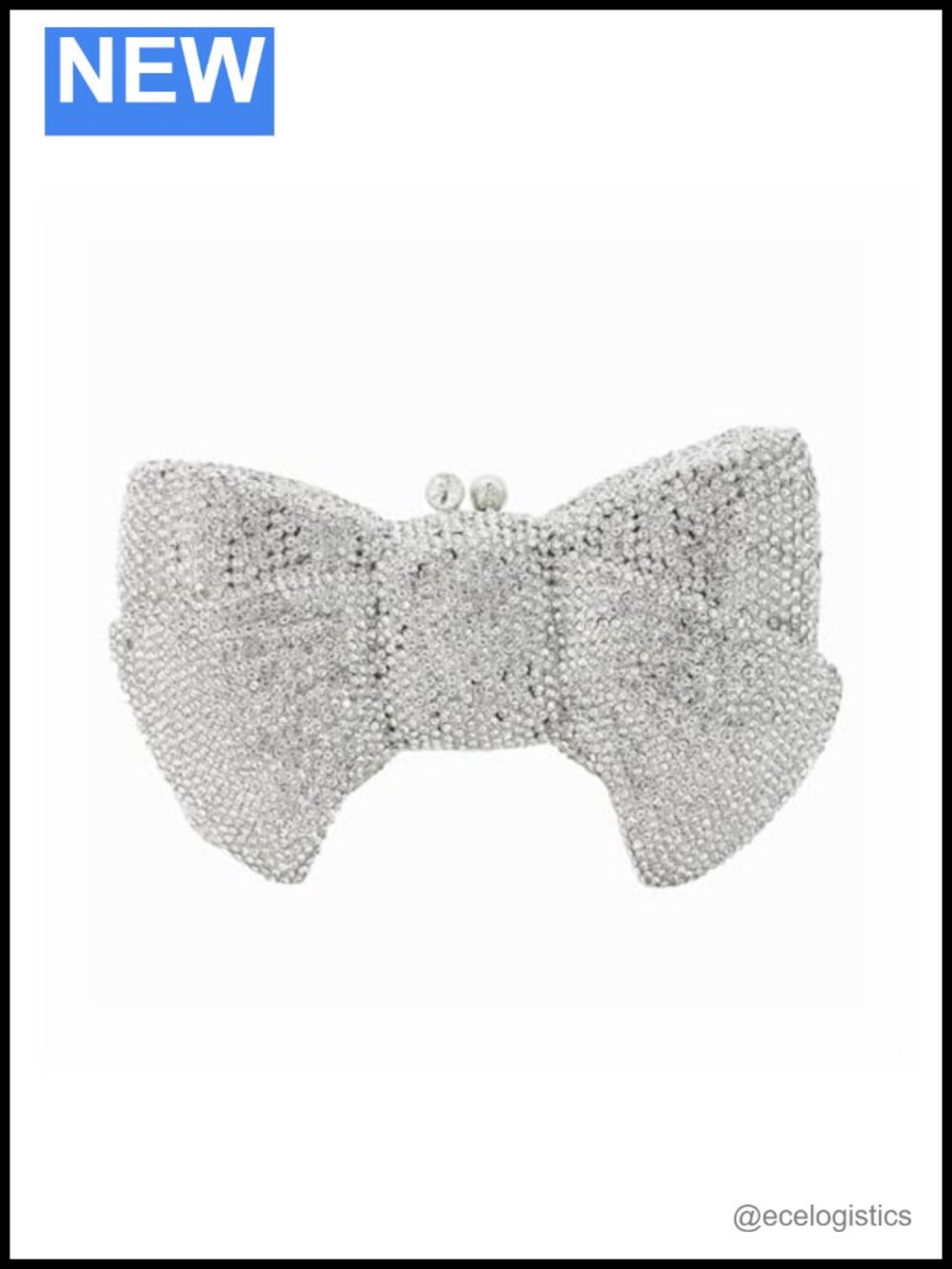 Rhinestone Bow Evening Clutch with Detachable Chain